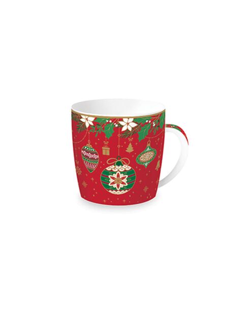 Juego de 4 tazas de porcelana Jingle Bells multicolores, 350 ml