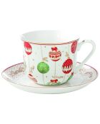 Tasse et soucoupe à petit-déjeuner en porcelaine Christmas Eve multicolore - 370 ml