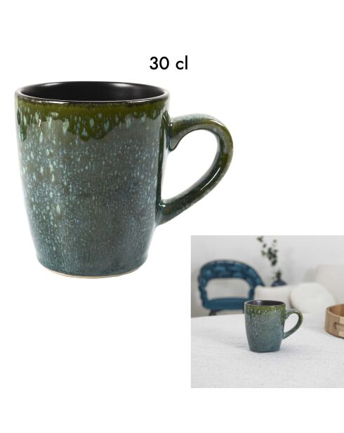 Lot de 6 mugs Elia verts/noirs - 30 cl