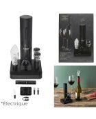 Caja de vino negro con 5 accesorios - 5,5 x 21,7 x 30,4 cm