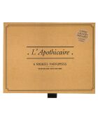 Set de 6 velas aromáticas en caja de botica gris/marrón/blanca