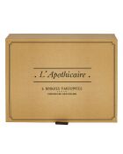 Set de 6 velas aromáticas en caja de botica gris/marrón/blanca