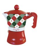 Set aus 4 mehrfarbigen Kaffeetassen Fancy Christmas aus Porzellan mit Untertasse — 27 x 16 x 11 cm