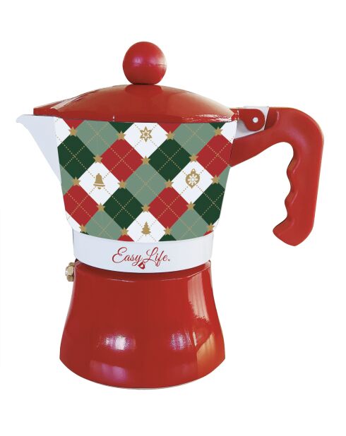 Juego de 4 tazas de café de porcelana Fancy Christmas multicolores con platillo, 27 x 16 x 11 cm