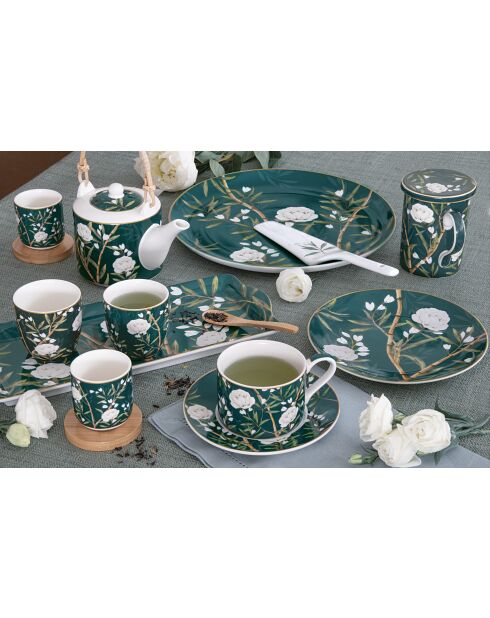 Set mit 4 mehrfarbigen Porzellantellern von Royal Peonies — 19 x 19 x 2 cm