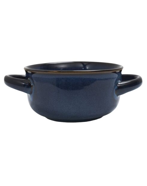 Juego de 6 cuencos de sopa de gres antiguo azul, 13,7 x 7 x 13,7 cm