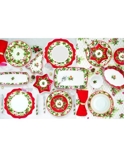 Tasse et soucoupe à petit-déjeuner en porcelaine Christmas Berries multicolore - 370 ml
