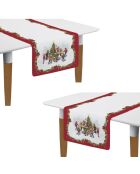 Set van 2 veelkleurige Christmas Round Dance katoenen tafellopers - 140x45 cm
