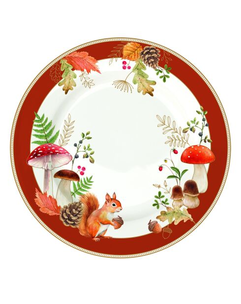 Juego de 6 platos multicolores de porcelana Autumn Breeze para aperitivos o postres, 19 x 19 x 1,5 cm