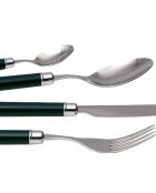 Einfaches dunkelgrünes Besteckset aus Edelstahl - 24-teilig