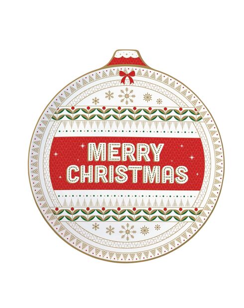 Plato de porcelana multicolor con forma de bola de Navidad Enjoy Your Christmas, 20 x 20 x 2 cm