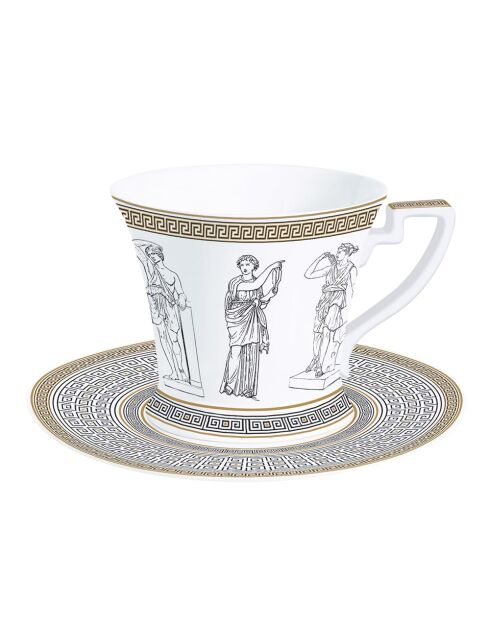 Taza y platillo de porcelana blanca paladio - 200 ml