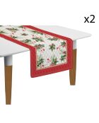 Set van 2 veelkleurige Christmas Berries katoenen tafellopers - 140x45 cm