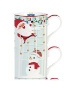Set de 4 tazas apilables de porcelana «Papá Noel junto al fuego» Christmas Friends multicolor - 275 ml