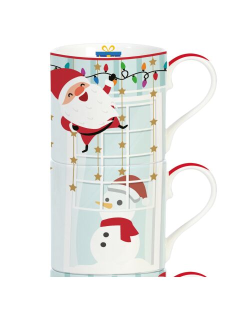 Set de 4 tazas apilables de porcelana «Papá Noel junto al fuego» Christmas Friends multicolor - 275 ml