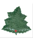 Plat de service en porcelaine Holly & Berries vert - 30 x 30 x 2 cm