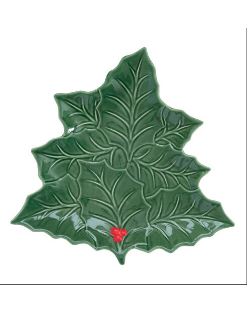 Piatto da portata in porcellana Holly & Berries verde - 30 x 30 x 2 cm