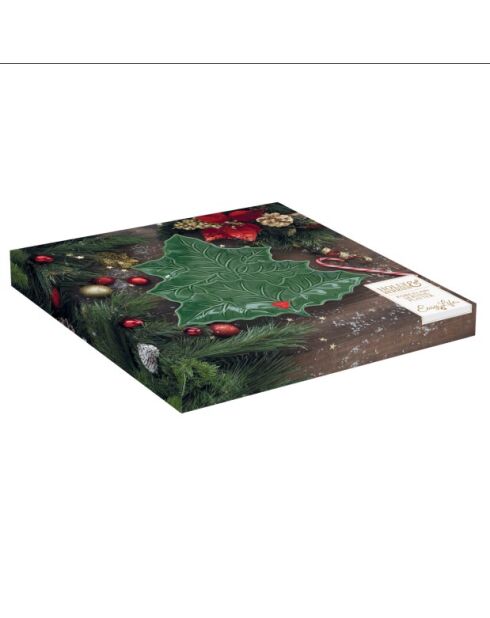 Piatto da portata in porcellana Holly & Berries verde - 30 x 30 x 2 cm