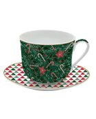 Fancy Christmas Porzellantasse mit Untertasse, mehrfarbig, 400 ml
