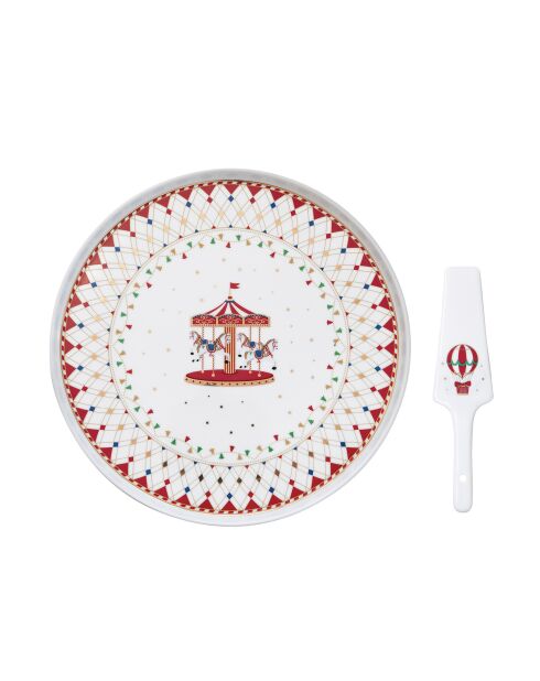 Set di 2 set per torte in porcellana multicolore Christmas Wonderland - 32 x 32 x 0,04 cm