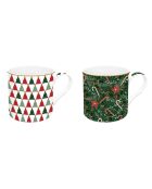 Set de 2 elegantes tazas de porcelana navideña multicolores, 300 ml