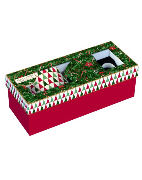 Set de 2 elegantes tazas de porcelana navideña multicolores, 300 ml