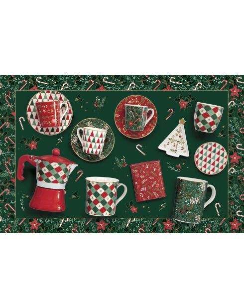 Set de 2 elegantes tazas de porcelana navideña multicolores, 300 ml