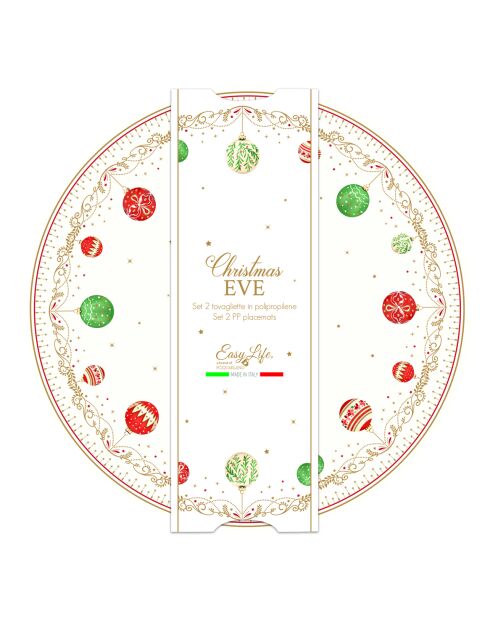 Set de 2 manteles individuales multicolores para Nochebuena, 34,5 x 34,5 cm