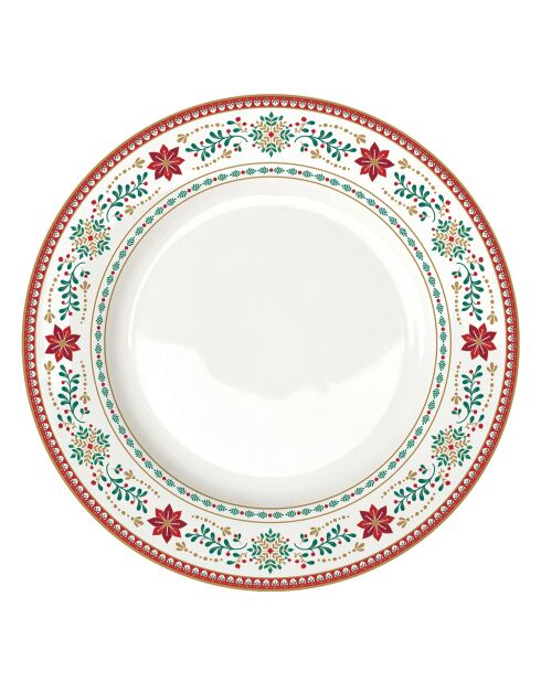 Set aus 6 mehrfarbigen Christmas Folk-Porzellan-Tellern — 26,5 x 26,5 x 2 cm