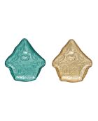 Set van 2 blauw/gouden zoete glazen dessertborden voor Kerstmis - 16,5 x 15 x 2 cm