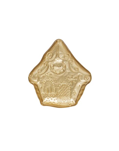 Set van 2 blauw/gouden zoete glazen dessertborden voor Kerstmis - 16,5 x 15 x 2 cm