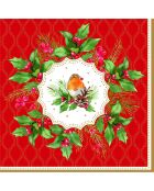 Lot de 20 serviettes de table en papier Christmas Berries multicolores - 33 x 33 x 8 cm