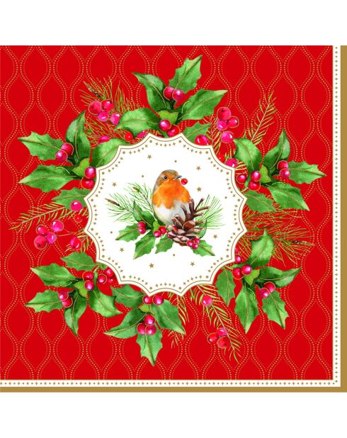 Juego de 20 servilletas de papel con bayas de Navidad multicolores, 33 x 33 x 8 cm