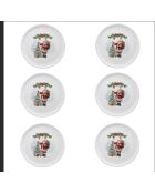Juego de 6 platos de cerámica multicolor Natale Incantato para aperitivos o postres, 20 x 20 x 3 cm
