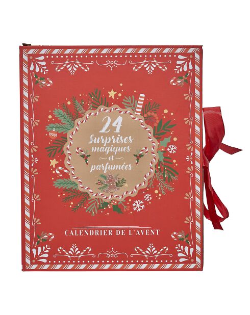 Vela navideña y calendario sorpresa de color rojo jengibre, 25 x 31,4 x 11,7 cm