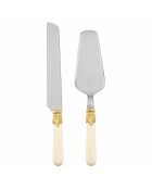Set de 2 servicios de postres de acero inoxidable Classic Ghiera Oro marfil - 25 x 5 x 4 cm
