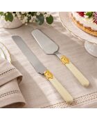 Set de 2 servicios de postres de acero inoxidable Classic Ghiera Oro marfil - 25 x 5 x 4 cm