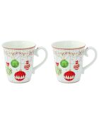 Set de 2 tazas de porcelana multicolor de Nochebuena - 275 ml