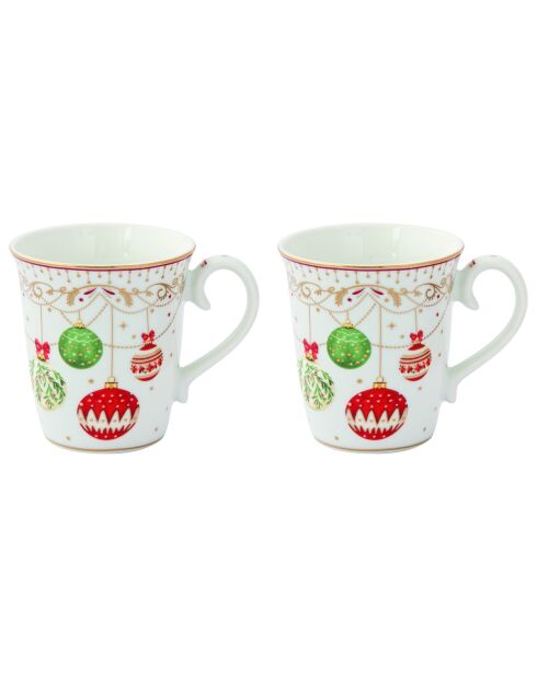 Set de 2 tazas de porcelana multicolor de Nochebuena - 275 ml