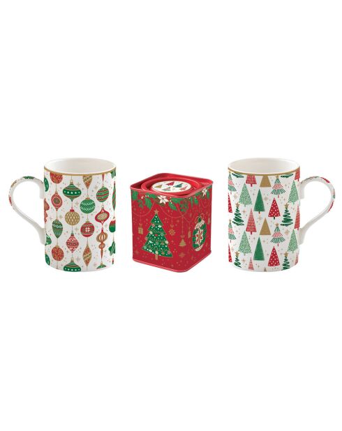 Service à thé avec 2 tasses en porcelaine Jingle Bells multicolores - 45 x 19 x 12 cm