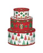 Juego de 3 cajas metálicas redondas entrelazadas, cascabeles multicolores, 20 x 20 x 12 cm