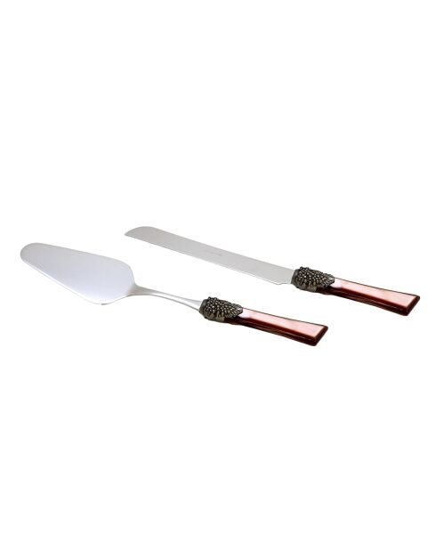 Set de 2 postres de acero inoxidable Syrah marrón, 25 x 5 x 4 cm