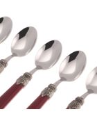 Set mit 6 klassischen weinroten Kaffeelöffeln aus Edelstahl — 16,5 x 4,5 x 5 cm