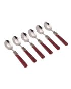 Set mit 6 klassischen weinroten Kaffeelöffeln aus Edelstahl — 16,5 x 4,5 x 5 cm