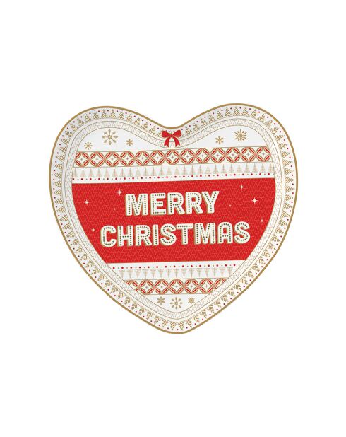 Plato para servir de porcelana con forma de corazón multicolor Enjoy Your Christmas, 20 x 19 x 3 cm
