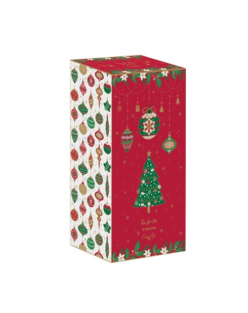 Set di 3 set da tè in porcellana multicolore Jingle Bells - 11,5 x 9 x 12 cm