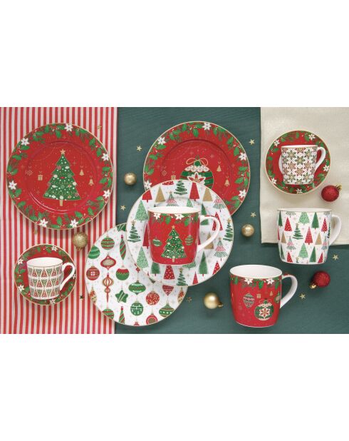 Set di 3 set da tè in porcellana multicolore Jingle Bells - 11,5 x 9 x 12 cm