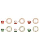 Juego de 6 tazas y platillos de café de porcelana multicolor Enjoy Your Christmas, 100 ml
