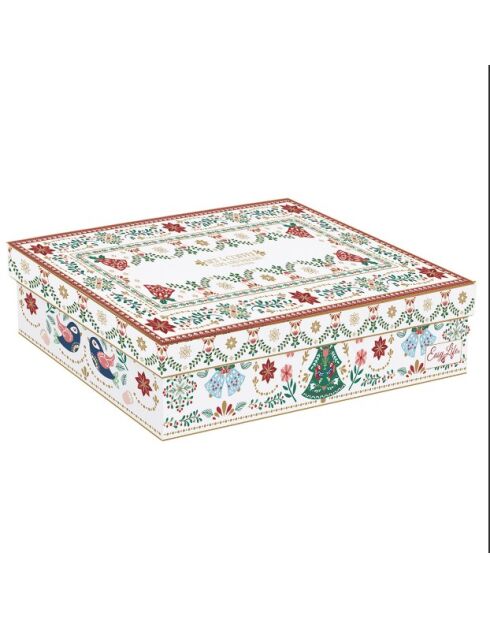 Juego de 4 tazas y platillos de porcelana Christmas Folk multicolores, 100 ml