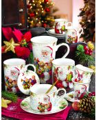 Set van 2 veelkleurige Santa Is Coming porseleinen bekers - 350ml